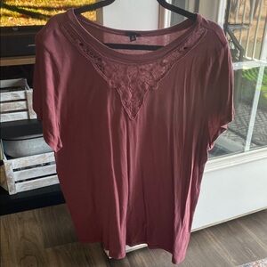 Women's Pink Lace Detail Top